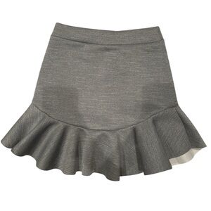 Ruffle-Hem Mini Skirt in Gray